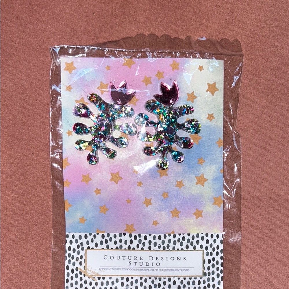 Colorful Glitter Earrings by Couture Designs Studio